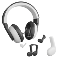 escucha a música por auriculares clipart plano diseño icono aislado en transparente fondo, 3d hacer entretenimiento y música concepto png