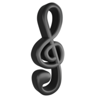 Treble clef or G clef note side view clipart flat design icon isolated on transparent background, 3D render entertainment and music concept png