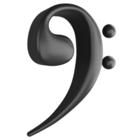 Bass clef or F clef note side view clipart flat design icon isolated on transparent background, 3D render entertainment and music concept png