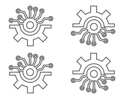 Circuit board with gear symbol, cogwheel engineering technology concept vector. vector