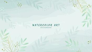 Watercolor willow leaves vector frame