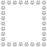 Vector Illustration of Cartoon Cat Frame Design. Black and white color. Empty space.