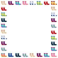 Different socks frame or border. Empty space for text. vector