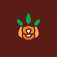 Tigre logo diseño y en forma de zanahoria hojas vector
