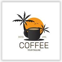 vector café playa logo diseño modelo prima elegante vector eps 10