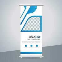 modern roll up banner template with abstract design vector