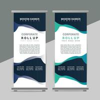 vector Roll up banner template with modern shapes