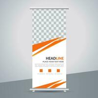 modern roll up banner template with abstract design vector