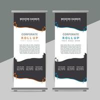 vector Roll up banner template with modern shapes