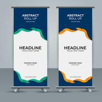 modern roll up banner template with abstract design vector