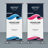 modern roll up banner template with abstract design vector