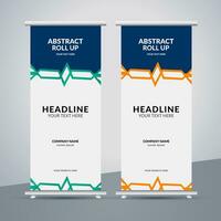 modern roll up banner template with abstract design vector