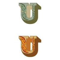 Art Federal Initial Caps Font Capital Letter U vector design