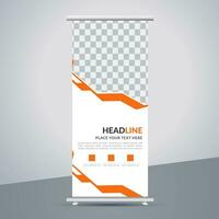 modern roll up banner template with abstract design vector