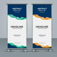 modern roll up banner template with abstract design vector