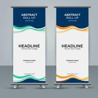 modern roll up banner template with abstract design vector