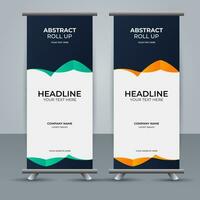 modern roll up banner template with abstract design vector