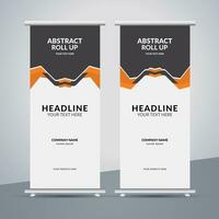 modern roll up banner template with abstract design vector