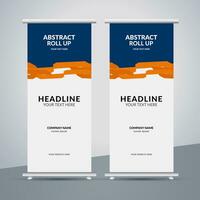 modern roll up banner template with abstract design vector