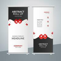 modern roll up banner template with abstract design vector