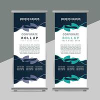 vector Roll up banner template with modern shapes