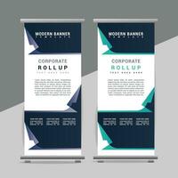 vector Roll up banner template with modern shapes