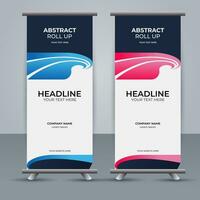 modern roll up banner template with abstract design vector