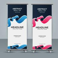 modern roll up banner template with abstract design vector