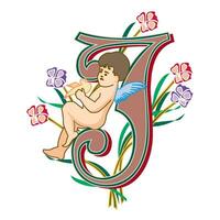 Cherubs Initial Caps Font Capital Letter J vector design