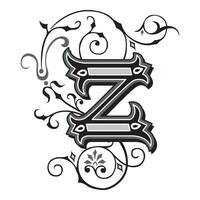 Arte toscano inicial tapas fuente capital letra z vector diseño