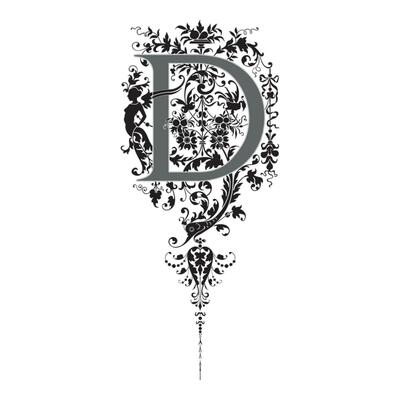 Art Renaissance Initial Caps Font Capital Letter D vector design