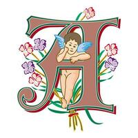 Cherubs Initial Caps Font Capital Letter A vector design