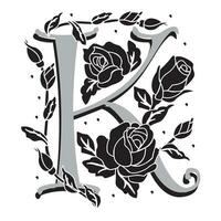 rosette Initial Caps Font Capital Letter K vector design