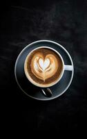 AI generated this image is a black and white background with a heart and latte photo