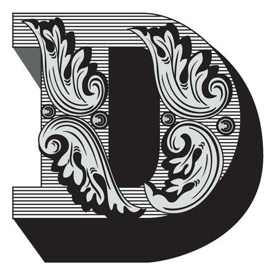 Art Federal Initial Caps Font Capital Letter D vector design