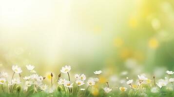 AI generated spring is a magic season. beautiful photorealistic wallpaper with copy space for text photo