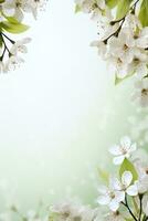 AI generated spring is a magic season. beautiful photorealistic wallpaper with copy space for text photo