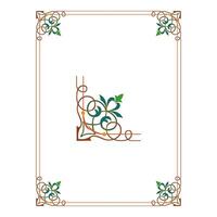 Vintage floral classic calligraphic retro vignette scroll frames ornamental design elements black and color set isolated vector