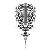 Art Renaissance Initial Caps Font Capital Letter T vector design