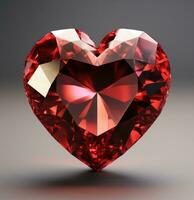 AI generated beautiful heart cut synthetic diamond in frame photo