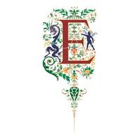 Art Renaissance Initial Caps Font Capital Letter E vector design