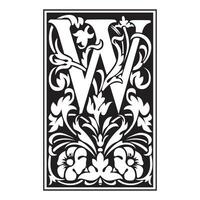 victoriana Initial Caps Font Capital Letter W vector design