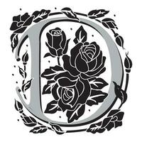 rosette Initial Caps Font Capital Letter D vector design