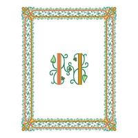 Vintage floral classic calligraphic retro vignette scroll frames ornamental design elements black and color set isolated vector