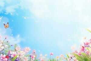 AI generated spring is a magic season. beautiful photorealistic wallpaper with copy space for text photo