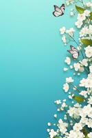 AI generated spring is a magic season. beautiful photorealistic wallpaper with copy space for text photo