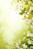 AI generated spring is a magic season. beautiful photorealistic wallpaper with copy space for text photo