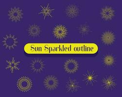 Free Vector Sun Sparkled outline Linear flat sunburst collection