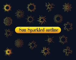 Free Vector Sun Sparkled outline Linear flat sunburst collection