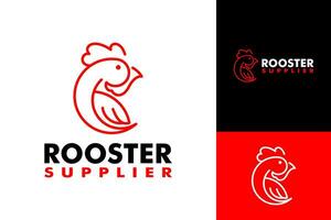 Rooster Chicken Farm Cook Meat Cutting Logo Design vector